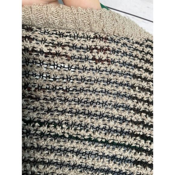 Eileen Fisher Boucle Stripe Cascading Open Front Cardigan  Women Size L Gray/Tan - Picture 6 of 12